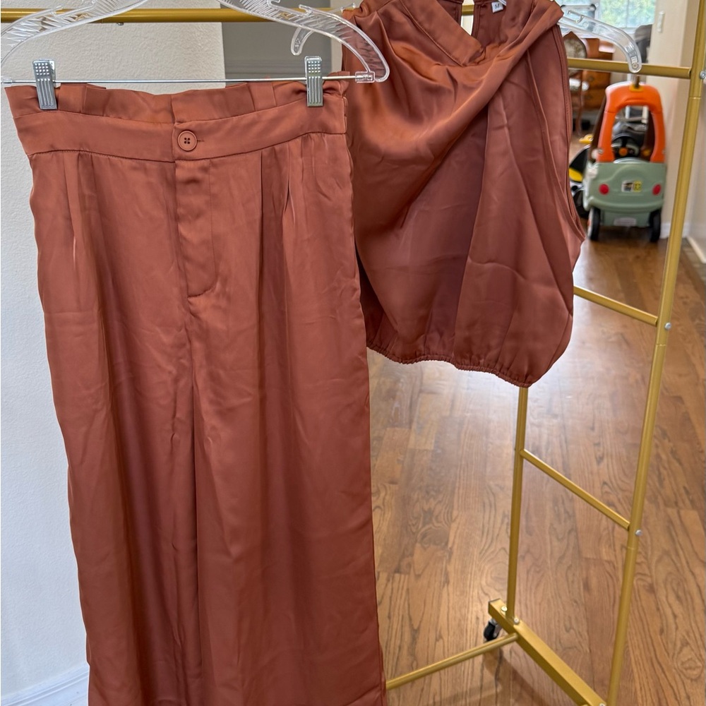 SHEIN Tan Wide Leg Jumpsuit - Picture 2 of 6